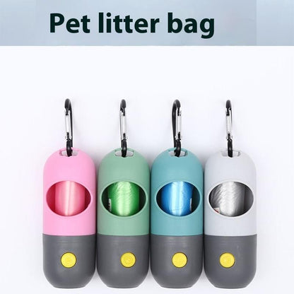 LED Dog Waste Bag Dispenser with Flashlight & Bag Roll