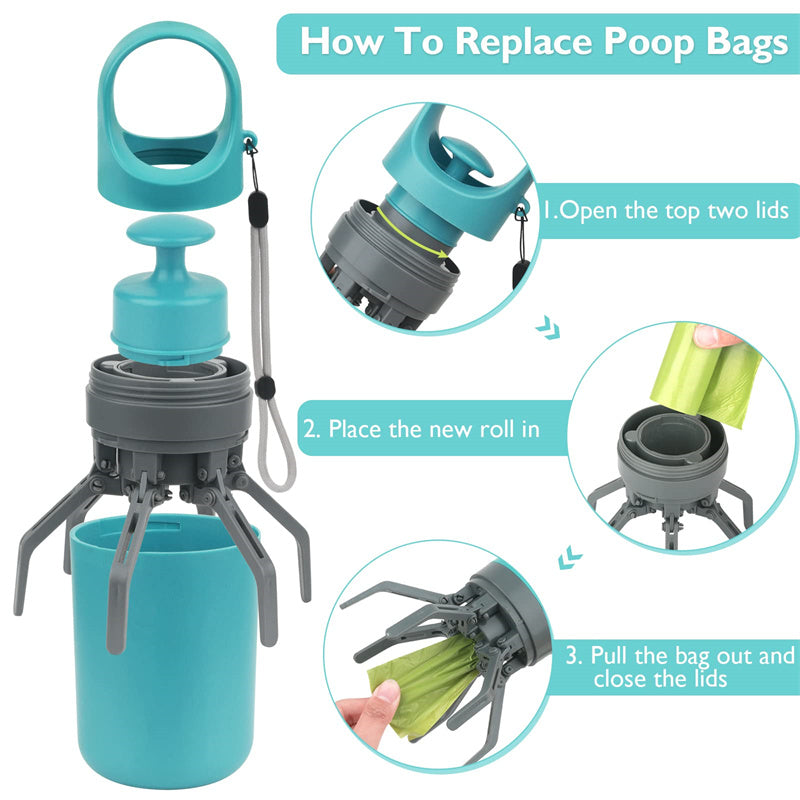Portable Dog Pooper Scooper with Built-In Bag Dispenser