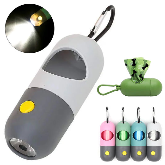 LED Dog Waste Bag Dispenser with Flashlight & Bag Roll